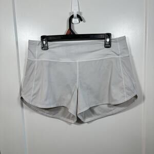 Lululemon Shorts Women’s 10 Tall White Speed Up Shorts Yoga Gym Athletic Lined